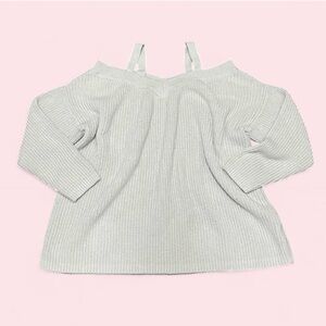 Torrid Light Gray Cold Shoulder V-Neck Chunky Knit Sweater 3X Plus Size Pullover